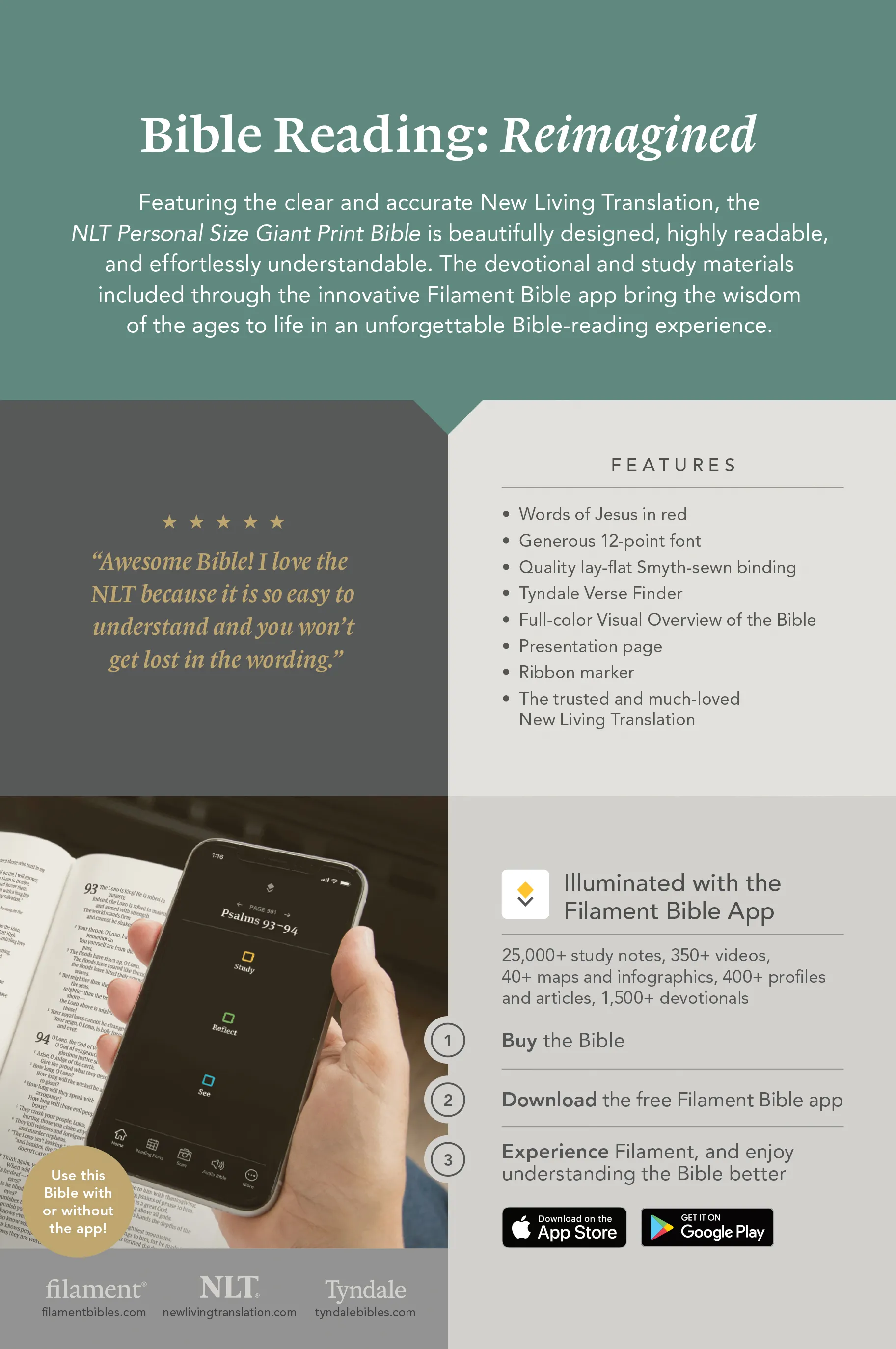 NLT Personal Size Giant Print Bible, Filament Enabled 6 NLT Personal Size Giant Print Bible, Filament Enabled