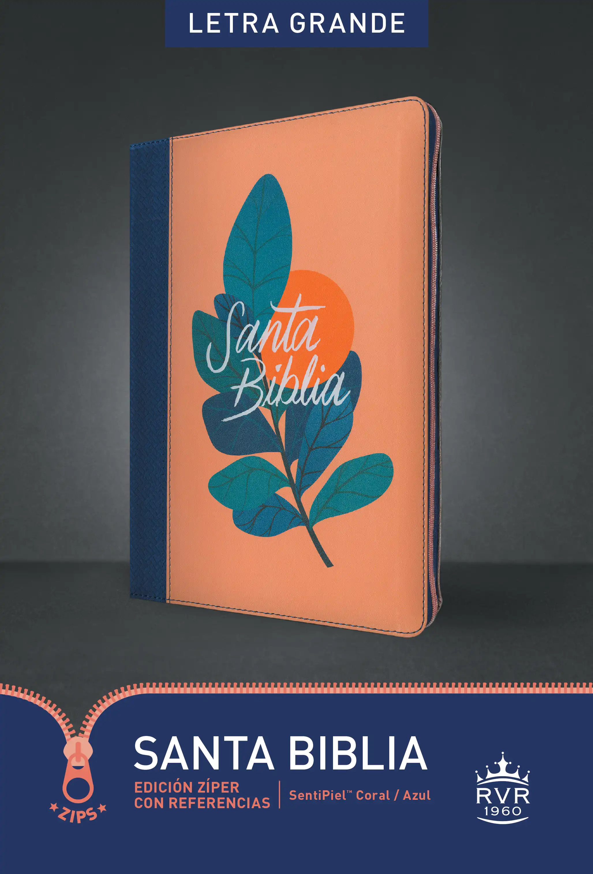 Santa Biblia RVR60, EdiciÃ³n zÃ­per con referencias, letra grande 