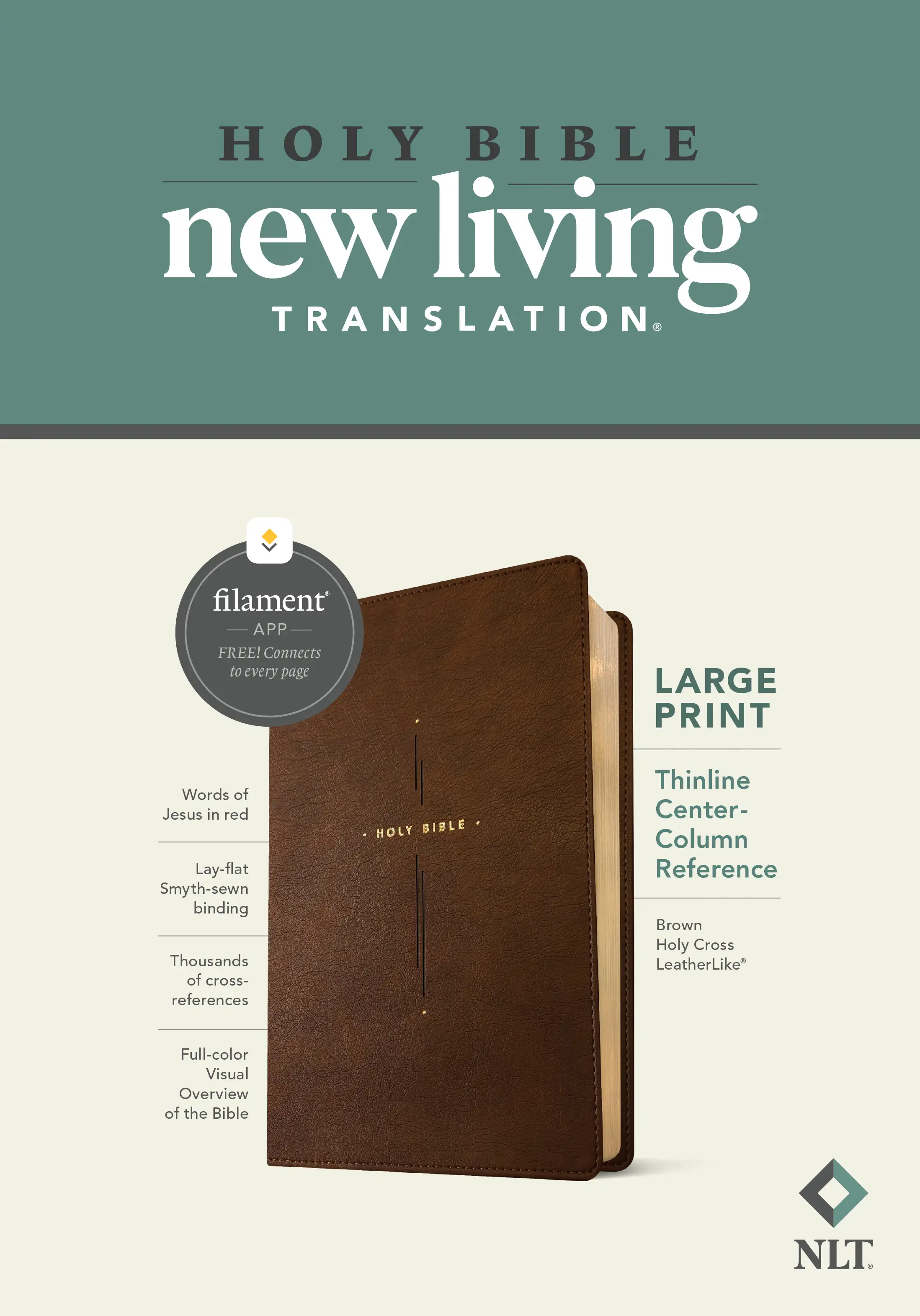 NLT Large Print Thinline Center-Column Reference Bible, Filament Enabled 