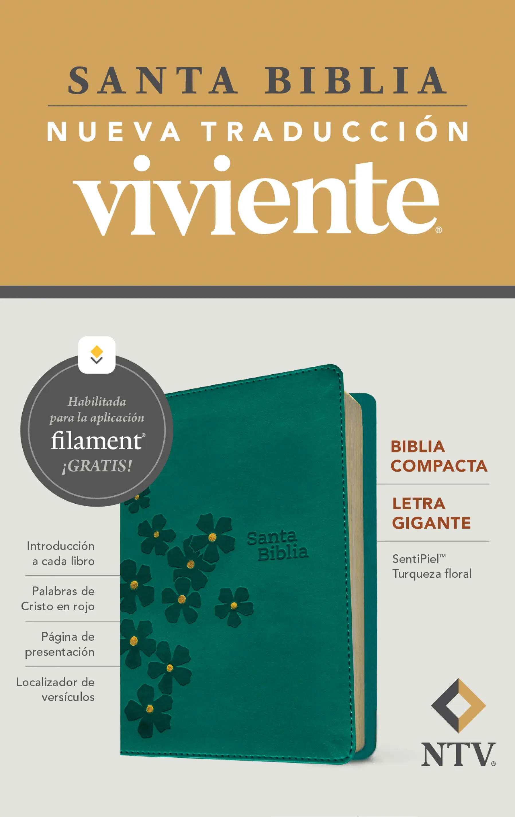 Biblia compacta NTV, letra gigante con Filament 