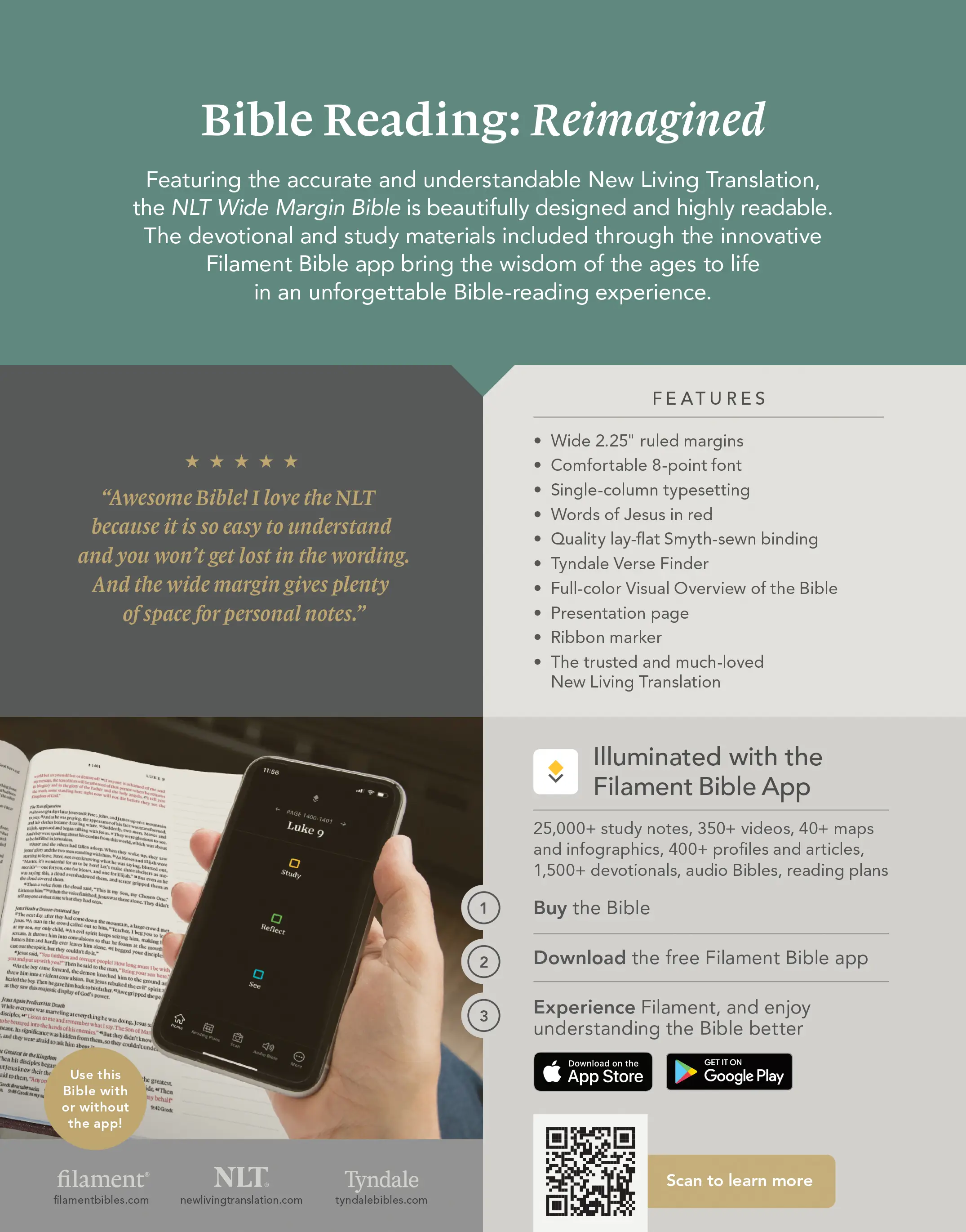 NLT Wide Margin Bible, Filament Enabled Tyndale