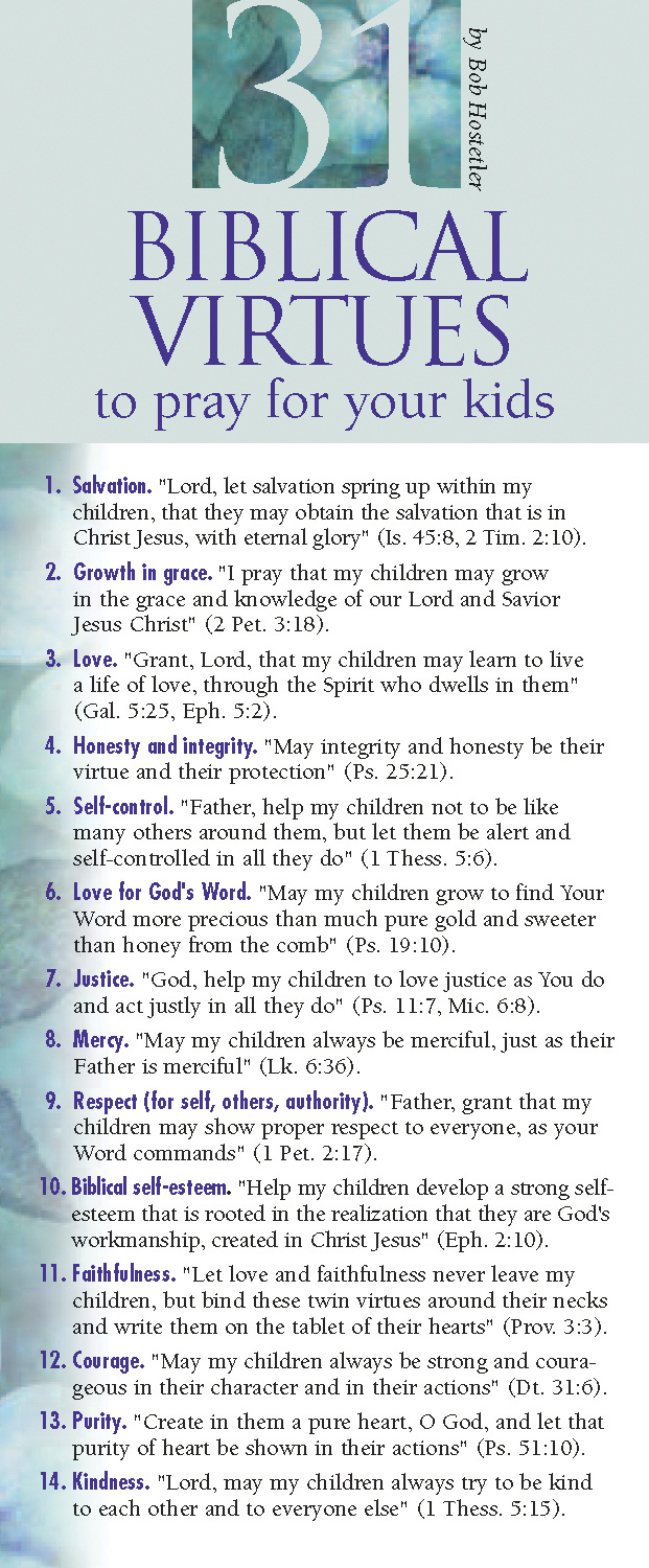 31 Biblical Virtues to Pray for Your Kids 50-pack 